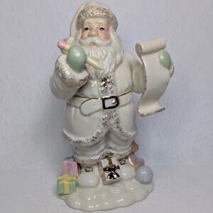 LENOX Porcelain Santa Claus Christmas Gold Accents “Checking His List”